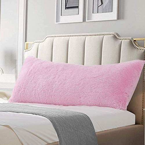 Luxury Long Hair, PV Fur, Faux Fur Body Pillow 21"x54" Body Pillow Cover Pink - 第 1/5 張圖片