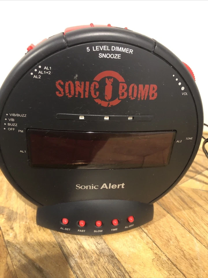 Sonic Bomb Sonic Alert Alarm Clock w/Vibrator & AC Adapter (SBB500ss-v3) Tested - Image 2 of 4