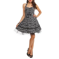 Hot Topic Swing Dress Book of Life Black Halter Medium M