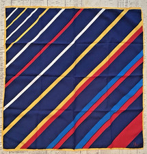 VERA Neumann Scarf Diagonal Stripes Nautical Blue Red Gold VTG Head Wrap 21x21  