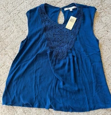 Max Studio Women's Sleeveless Top, Size L, Navy - Brand New with Tag