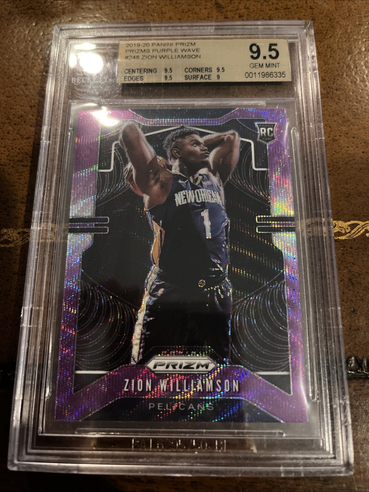 2019-20 Panini Prizm Zion Williamson Rc Purple Wave Sp BGS 9.5 Pelicans Rookie