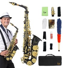 Professional Golden Alto Saxophone Brass Engraved with Case  Accessories