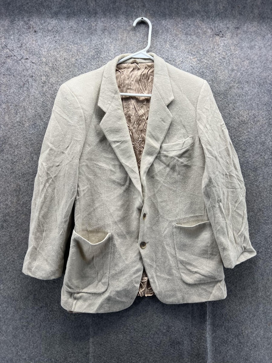 Vintage Givenchy Gentleman Blazer Mens 36 Beige Wool Herringbone