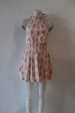 Womens LoveShackFancy Cream, Pink, Purple Floral Halter Dress XS