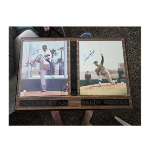 Nolan Ryan & Sandy Koufax Signed Los Angeles Dodgers Baseball Plaque