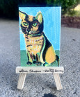 ACEO Original Original Calico Cat 2.5x3.5  Signed Cute Animal Art — photo 1