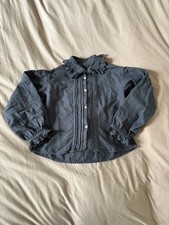 Antique Victorian Cotton And Lace Blouse With Frill Collar And Puff Sleeves