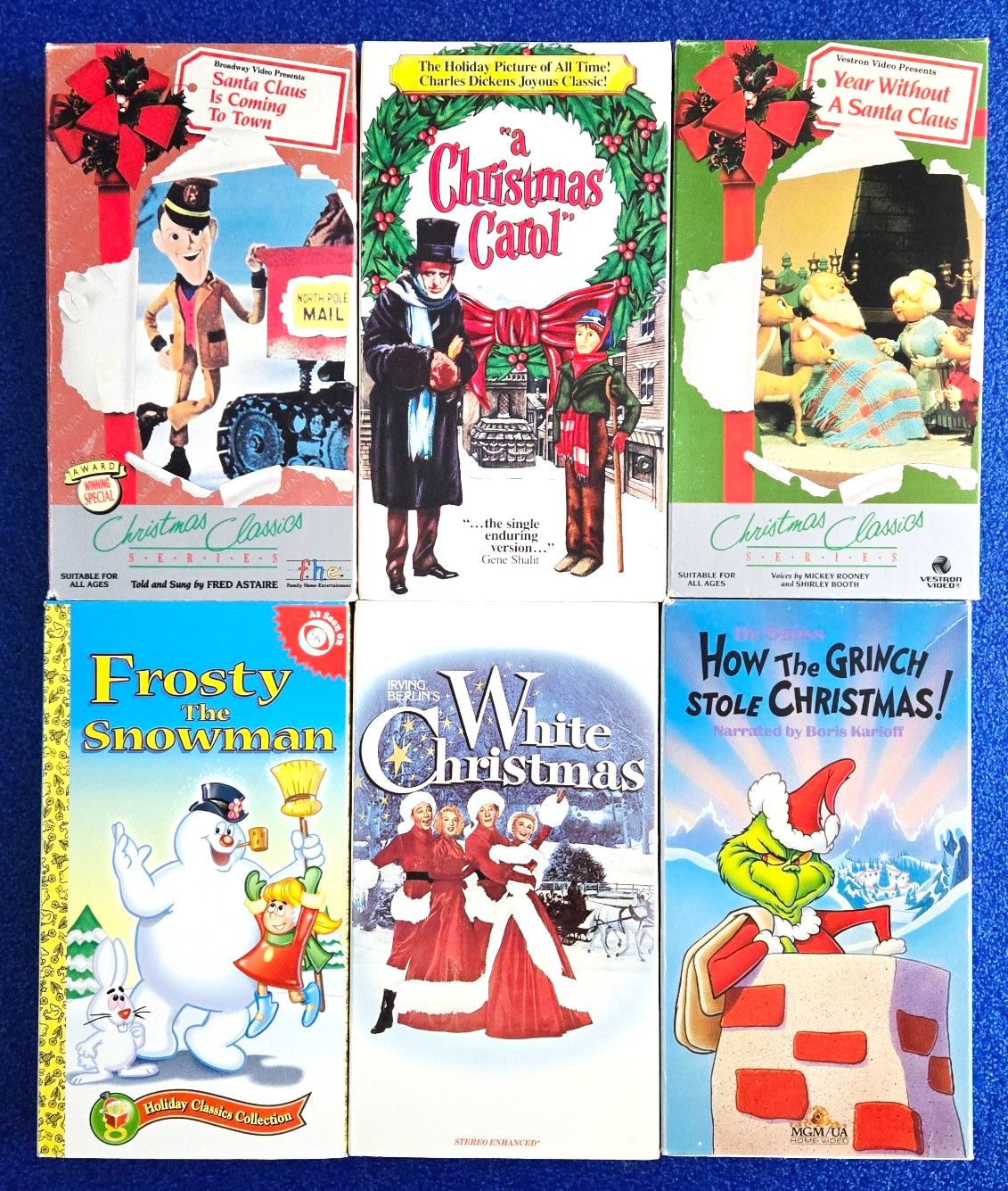 6 Christmas Movie Vhs Set Kid's Classics- Frosty, Grinch, Toys, Santa, Rudolph,