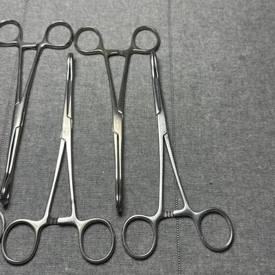 Lot 8 Locking Kelly Forceps Jarit V Mueller Aesculap Konig Stainless Germany USA
