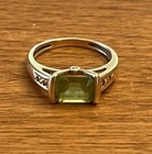 Vintage 14k Yellow Gold Peridot Diamond Ring. Size 6.25 — photo 1