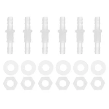 6Pcs 1/4" Hose ID Barb Thru-Bulk Bulkhead Fitting with M10 Nut Silicone Washer