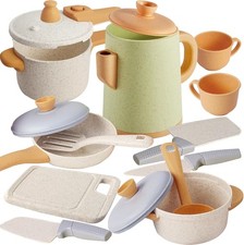 Play Kitchen Pots and Pans Set for Kids, Pretend Role Play Cooking Toys Gifts