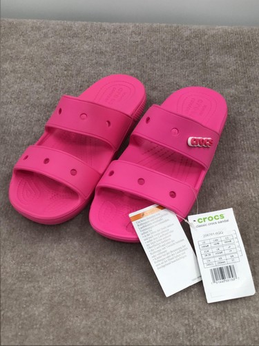 Crocs Classic Sandalen Rosa Unisex Gr. M6/W8 Zwei Riemen Iconic Comfort Neu - Bild 9 von 11