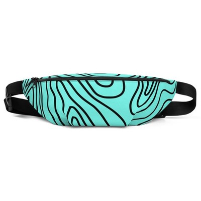 Turquoise Abstract Fanny Pack Y2K Topographic Line Crossbody Festival Waist Bag
