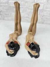 Original Pair Vintage 1950s "DOROTHY KINDELL" Ceramic Wall Hanging Rare Statues