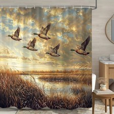 Rustic Hunting Duck Shower Curtain, Camo Wildlife Ducks Camouflage Country