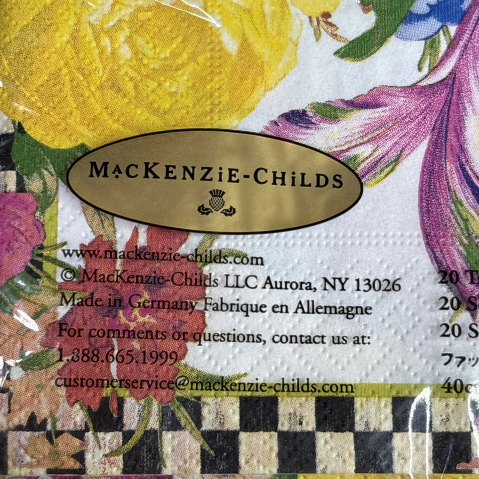 Servilletas de papel blancas MacKenzie Childs Flower Market 20 unidades nuevas en paquete 8"x8" Foto 4 de 4