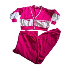 Vintage Gitano Sports World 80s Two Piece Pink White Track Suit SZ L