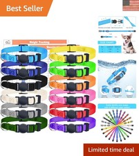Comfortable Adjustable Puppy Collars Set - Soft Nylon for Small Breeds - 12 Pack