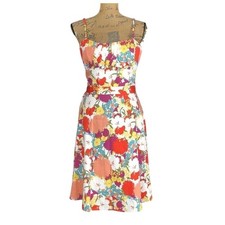 NWT APNY Dress 10 Bright Colorful Ruched Bust Empire Fit Flare Sundress Vacation