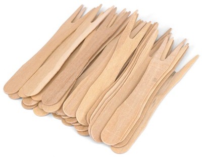 Gmark 3.5'' Wooden French Fry Forks 200 ct, Two 200 Count (Pack of 1), Green 