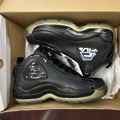 FILA Men's FILA 96 Low Top Lace Up Sneakers Black/White/Blue Leather Rubber