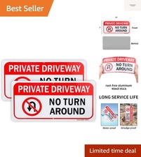 2 Pack Private Driveway, No Turn Around Sign, 14"x 7" .04" Aluminum Reflectiv...