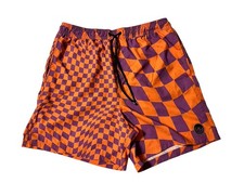 Neff Dazed Hot Tub Swim Shorts Men XL Purple Orange Elastic Waist Unlined