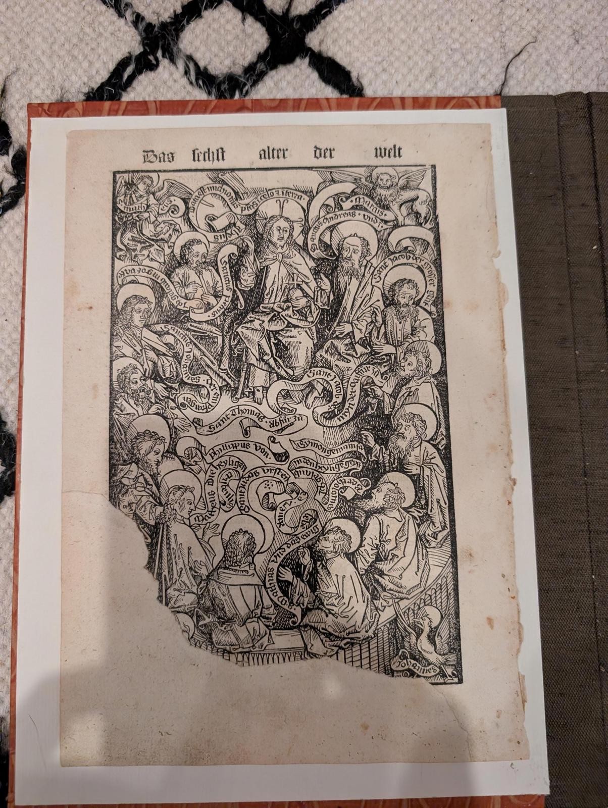 1496 Nuremberg Chronicle Leaf — Tree of the Apostles — Original 15th-Century 