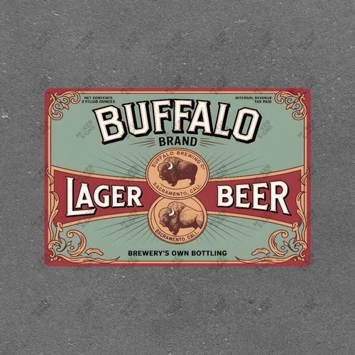 Vintage Buffalo Beer Metal Sign Sacramento Brewery Co. Lager #415930