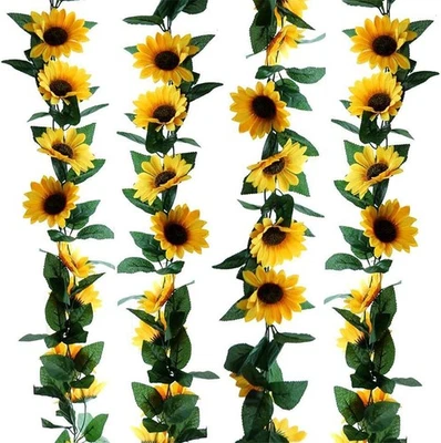 Sonnenblumengirlande 4 Stück – 2,3m Künstliche Sonnenblumen Ranken, Faux Blumen - Bild 1 von 4