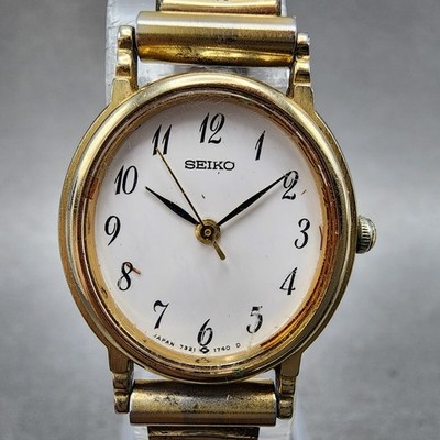 美品　稼働/良品SEIKO セイコー クオーツ 7321-6010 ゴールド Seiko Watch Women 22mm White Dial Gold Tone Oval Bracelet 7321
