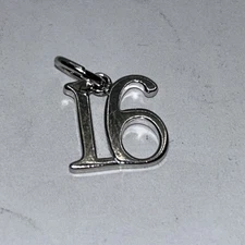 NEW Sterling Silver  Number  # 16 Charm Pendant 925