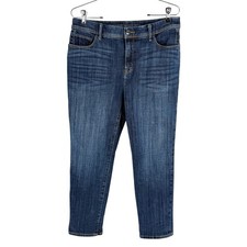 Chicos So Slimming Girlfriend Crop Jeans Size 1 Blue Stretch Denim Womens 8