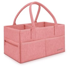 Pink Large Diaper Caddy 13"D x 9"W x 7"H Portable Versatile Storage Baby Basket