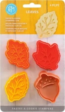 R&M Fall Leaves Collection Pastry & Cookie Cutter set of 4. Assorted Silver 