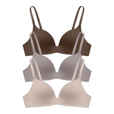 3 Pieces Lightly Lined Wireless Bras for Women Comfy Plunge T Shirt Bra Pack ...
