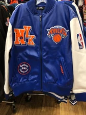 NEW YORK KNICKS NBA  Mens FAUX LEATHER  VARSITY  JACKET PRO STANDARD ROYAL BLUE
