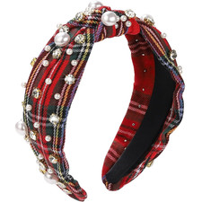 Pearl Knotted Headband, Women Rhinestone Embellished Hairband