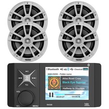 JBL R4500 LCD Radio Receiver, 4x 6.5" 225W Max High-Performance White Speakers