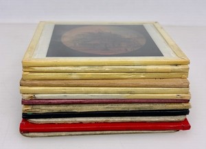 Magic Lantern Glass Slides Lot of 12 Xmas, Ads, Travel -  97490