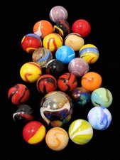 Vintage Glass Marble Lot 25 Swirl Marble Mix Colorful Collectible Group