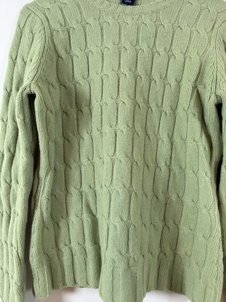 GAP | Suéter Cuello Redondo Tejido con Cable Mezcla Lana de Cordero Verde Años 90 De Colección, Talla Pequeña Foto 2 de 4