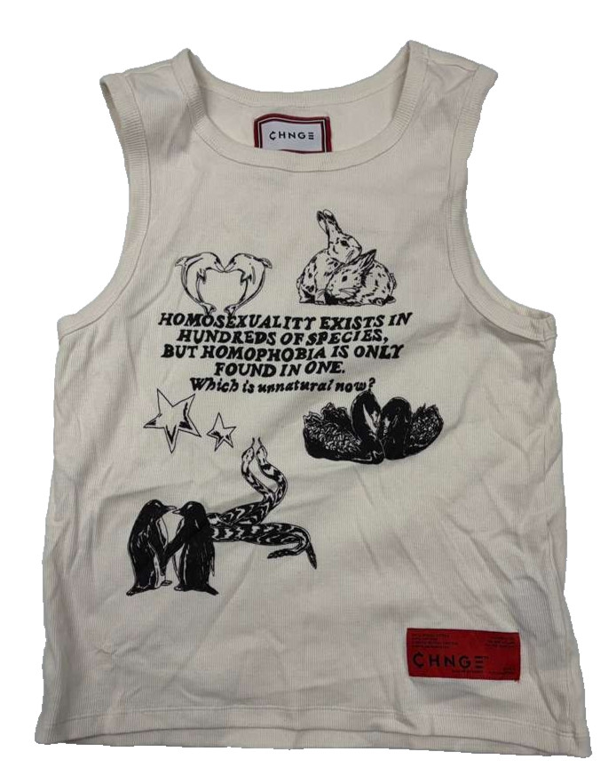 CHNGE Women's Homosexuality Exists Sleeveless Racer Back Tank, Off White, XL thumbnail 3