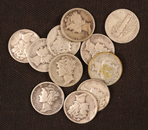 Lot of 11 - Silver Mercury Dimes (1919-1945) - G-VF - Nice Appearances - Lot #3