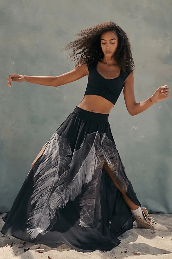 FREE PEOPLE  Printed Back To Center Skirt