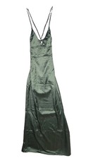 Satin Maxi-dress emerald green adjustable straps open back S 4 PrettyLittleThing
