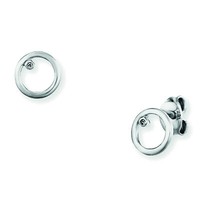Cai Ohrstecker 925 Sterling Silber Rhodiniert Rund Kreis Zirkonia Damen Fineline
