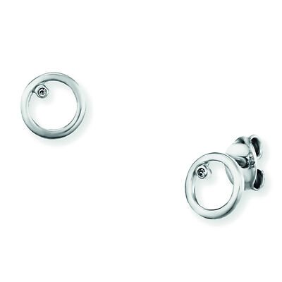 cai Ohrstecker 925 Sterling Silber rhodiniert rund Kreis Zirkonia Damen FineLine